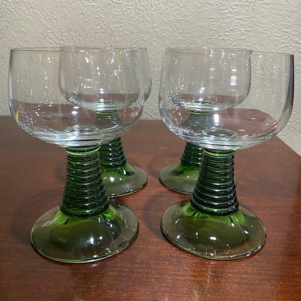 Vintage, Set of 4, German Style Roemer Wine Glasses